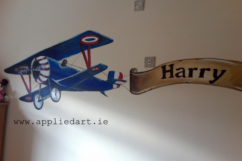 airplane banner name painted kids murals wall painting dubl,in ireland mural company appliedart.ie