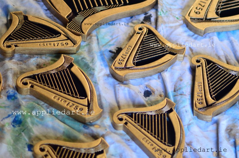 guinness harps gold painted artist www.appliedart.ie art dublin