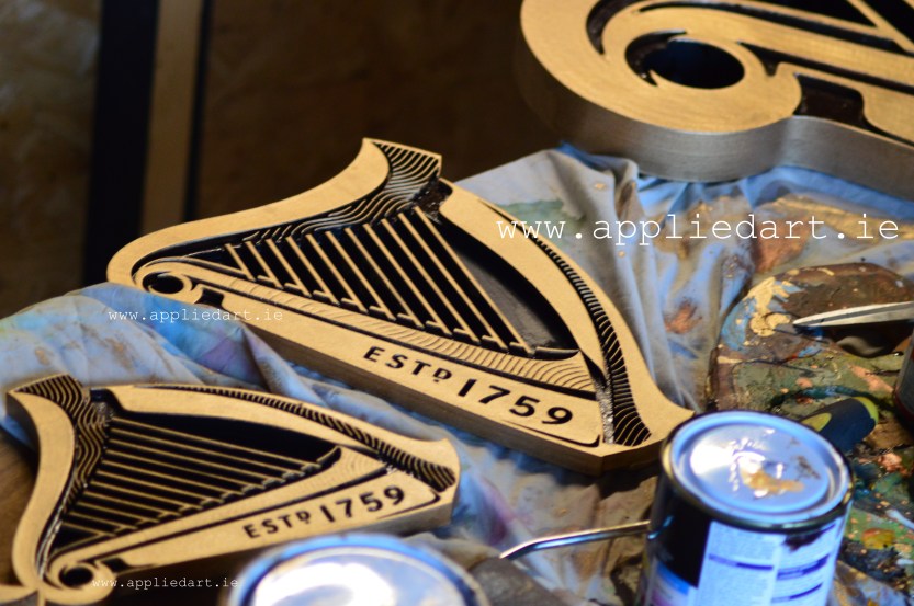 guinness harps gold painted artist www.appliedart.ie irish artist