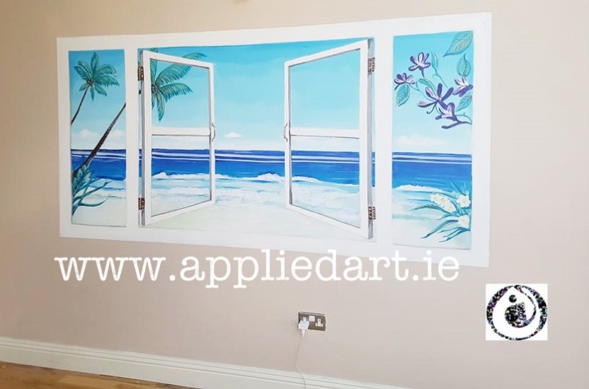 Klaudia Pawlowska Byrne artist applied art Artwork art dublin irel;and painted windows ideas painted feature walls dublin ireland sea painted flowers painted mural dublin painted walls