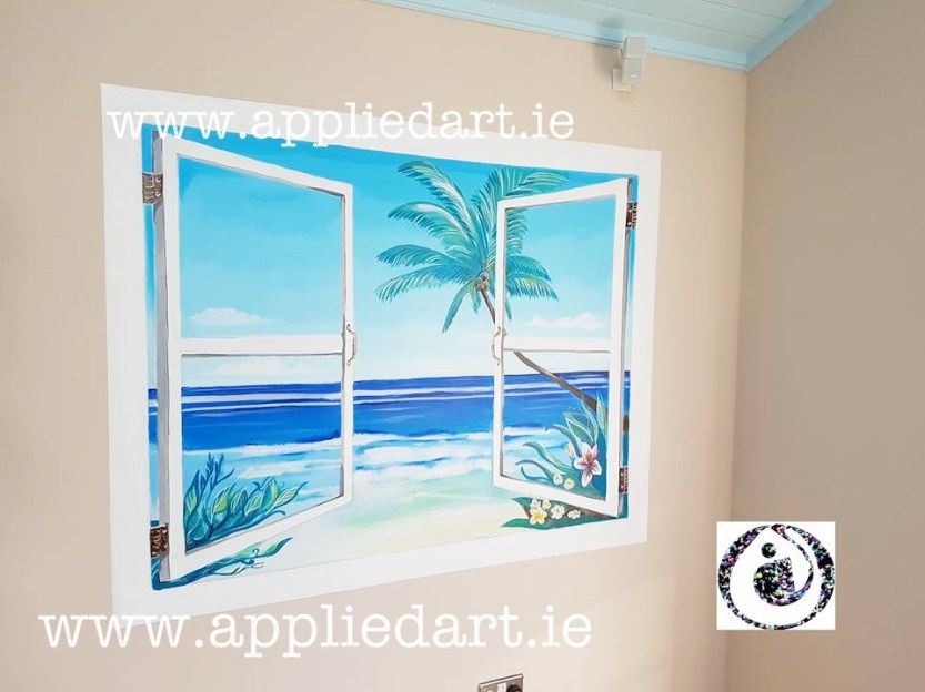 Klaudia Pawlowska Byrne artist applied art Artwork art dublin irel;and painted windows ideas painted feature walls dublin ireland sea painted flowers painted mural dublin painted walls