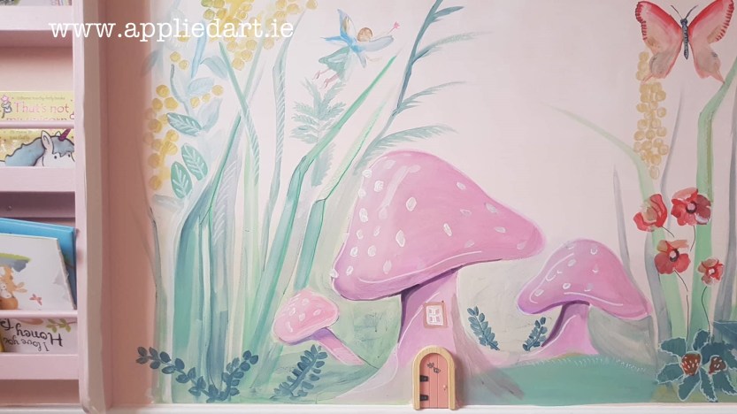 mushroom fairy mural dublin artist muralist painting fairy theme aapplied art ie