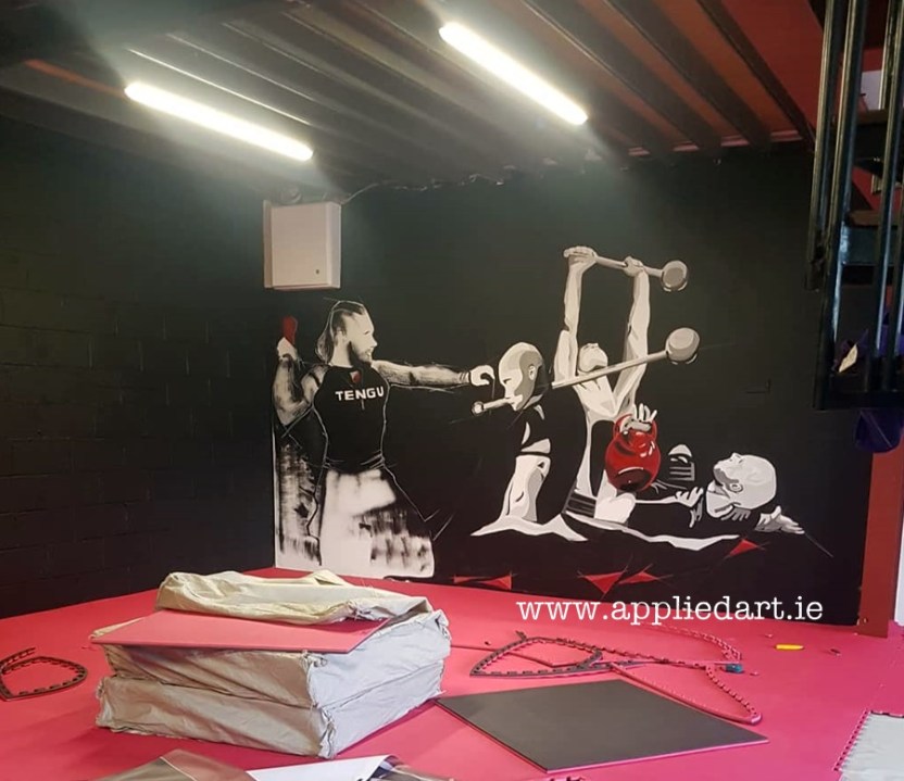 Mural Painteed for Tengu Ireland Dublin Gym Art Graphics painted in Ireland by Applied Art ie Klaudia Byrne Mural Branding Design (1)