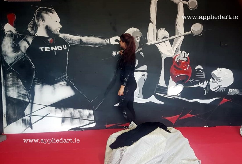 Mural Painteed for Tengu Ireland Dublin Gym Art Graphics painted in Ireland by Applied Art ie Klaudia Byrne Mural Branding Design (11)