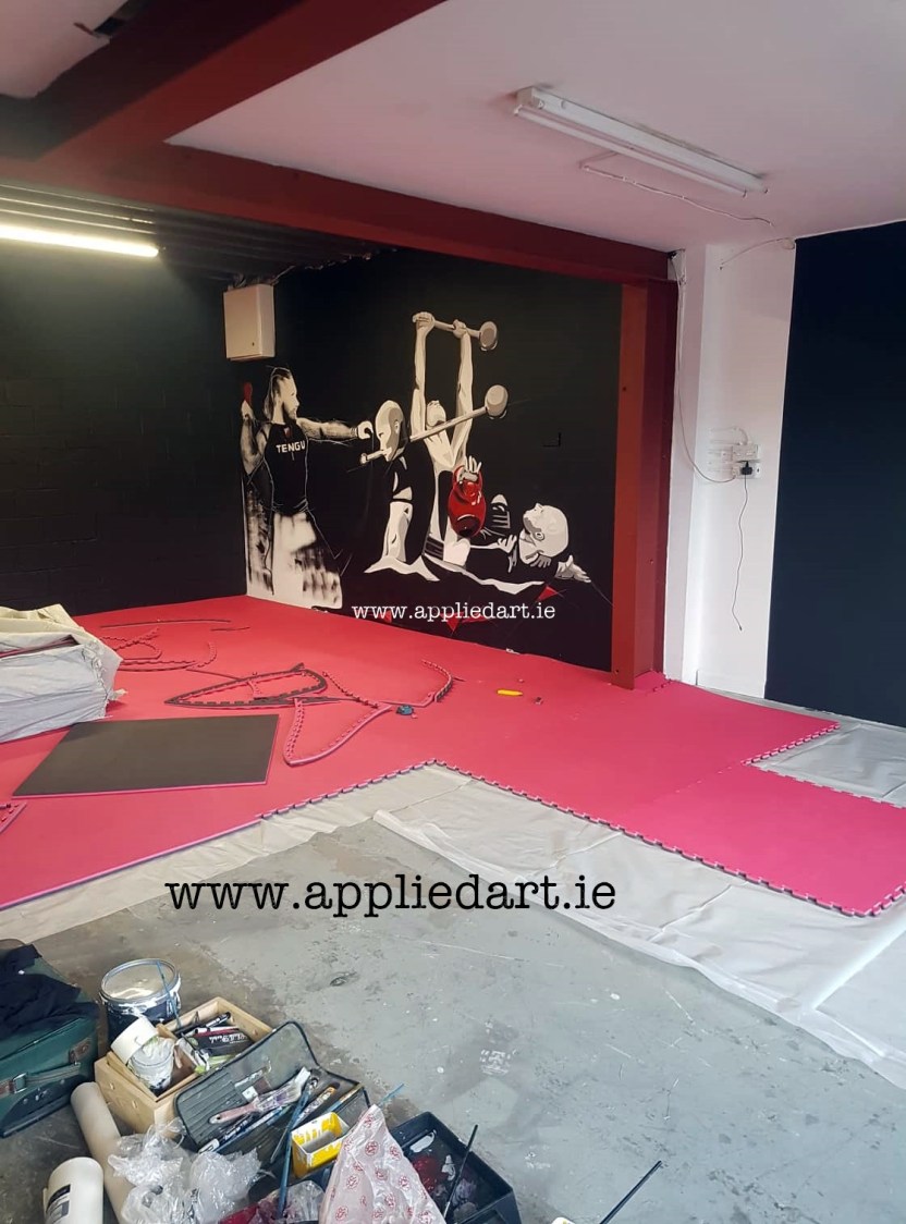 Mural Painteed for Tengu Ireland Dublin Gym Art Graphics painted in Ireland by Applied Art ie Klaudia Byrne Mural Branding Design (14)