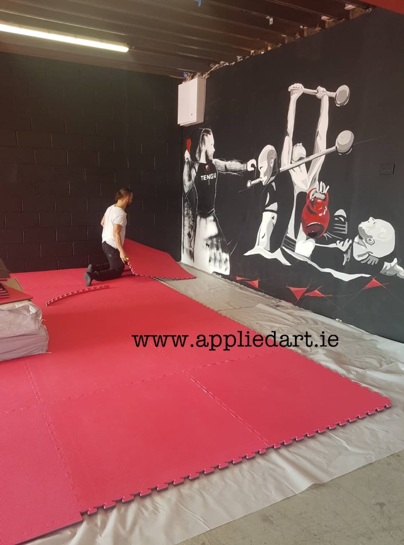 Mural Painteed for Tengu Ireland Dublin Gym Art Graphics painted in Ireland by Applied Art ie Klaudia Byrne Mural Branding Design (16)