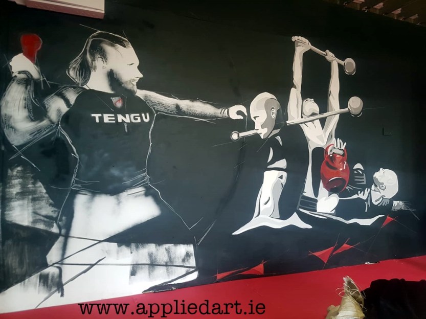 Mural Painteed for Tengu Ireland Dublin Gym Art Graphics painted in Ireland by Applied Art ie Klaudia Byrne Mural Branding Design (17)