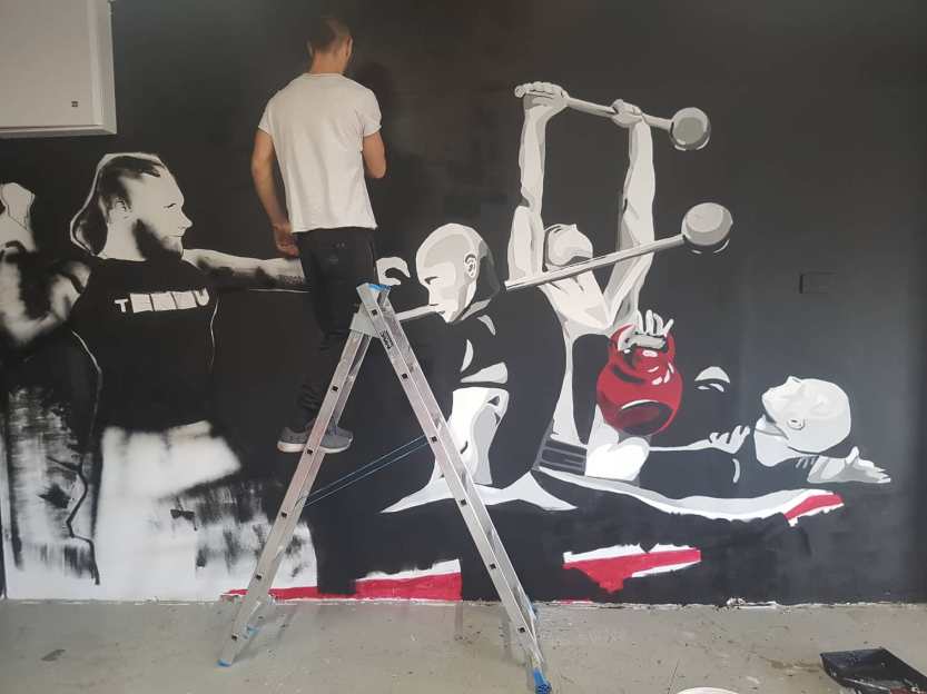 Mural Painteed for Tengu Ireland Dublin Gym Art Graphics painted in Ireland by Applied Art ie Klaudia Byrne Mural Branding Design (18)