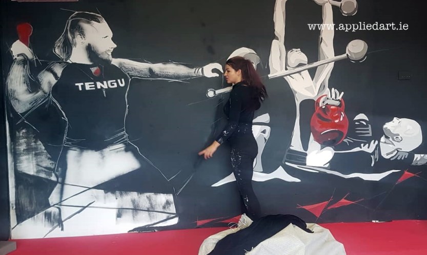 Mural Painteed for Tengu Ireland Dublin Gym Art Graphics painted in Ireland by Applied Art ie Klaudia Byrne Mural Branding Design (2)