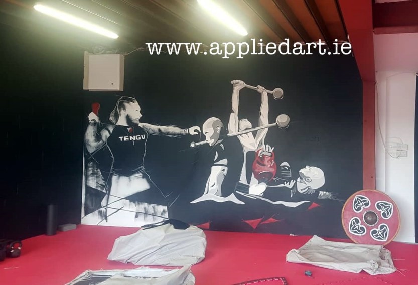 Mural Painteed for Tengu Ireland Dublin Gym Art Graphics painted in Ireland by Applied Art ie Klaudia Byrne Mural Branding Design (8)