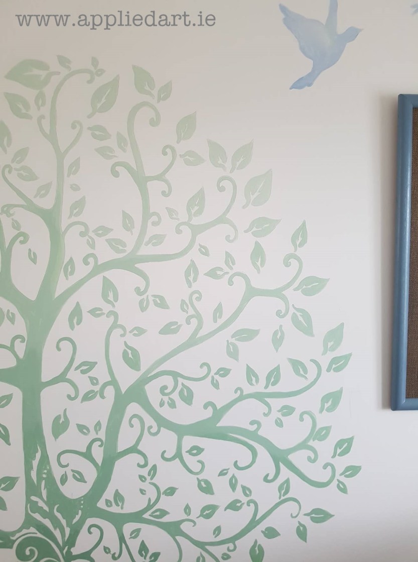 simple shaded tree mural handpainted applied art dublin mural services