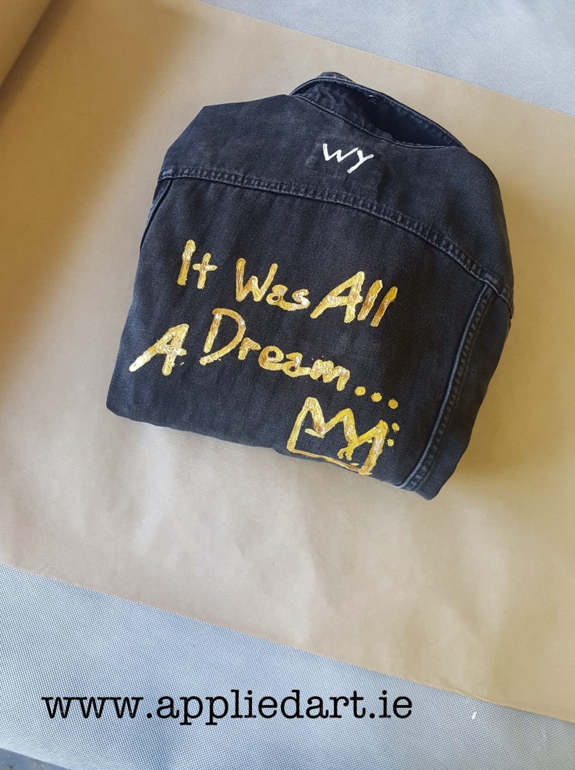 painted fabric wild youth javket ed klaudia byrne artist work dublin ireland artist painted fabric denim