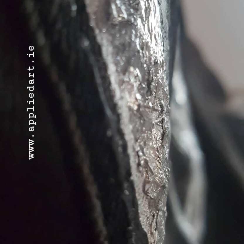 Klaudia Byrne fabric painting artist dublin ireland denim painting clothes art unique silver gold application picture