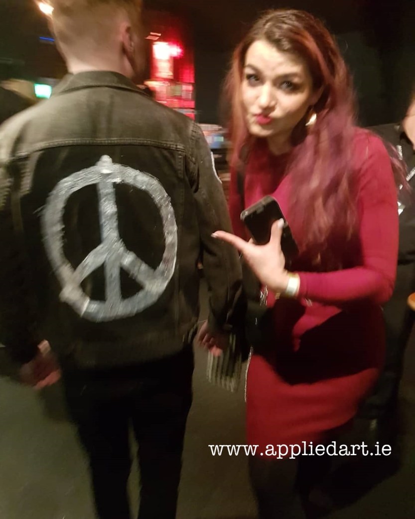 Klaudia Byrne fabric painting artist dublin ireland denim painting clothes art unique silver gold application