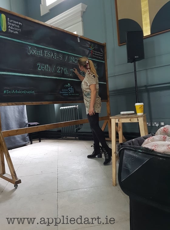Trinity College Applied art even boards chalk art for event science logos chalk drawn klaudia byrne dublin artist murals art services event artistic ideas foer event decoration (11)
