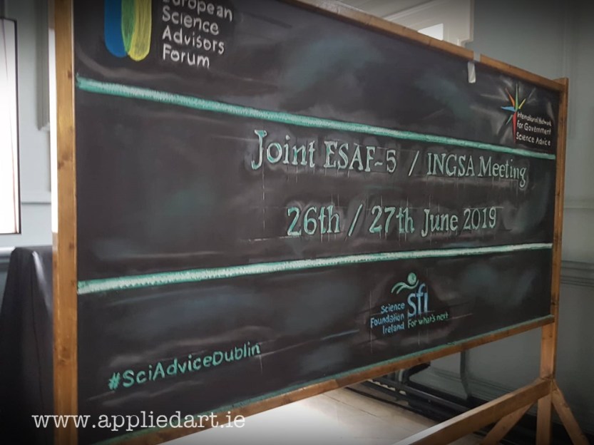 Trinity College Applied art even boards chalk art for event science logos chalk drawn klaudia byrne dublin artist murals art services event artistic ideas foer event decoration (8)