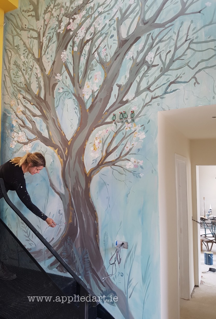 Mural Wicklow painted tree klaudia byrne applied art artist dublin hand painted modern mural gold effect natural watercolor mural ireland artistic tree painted on the wall wall art muralist dublin art  (1 (31).jpg