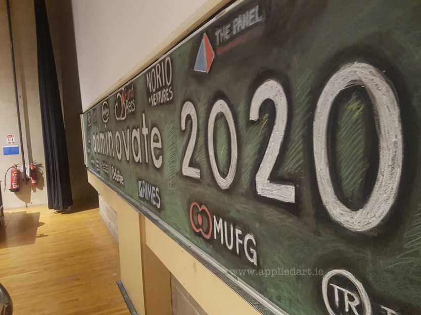 Adminovate 2020 Trinity College Logo Adminovate event artist klaudia byrne applied art chalk art event dublin ireland artist kolour chalk on board (20)